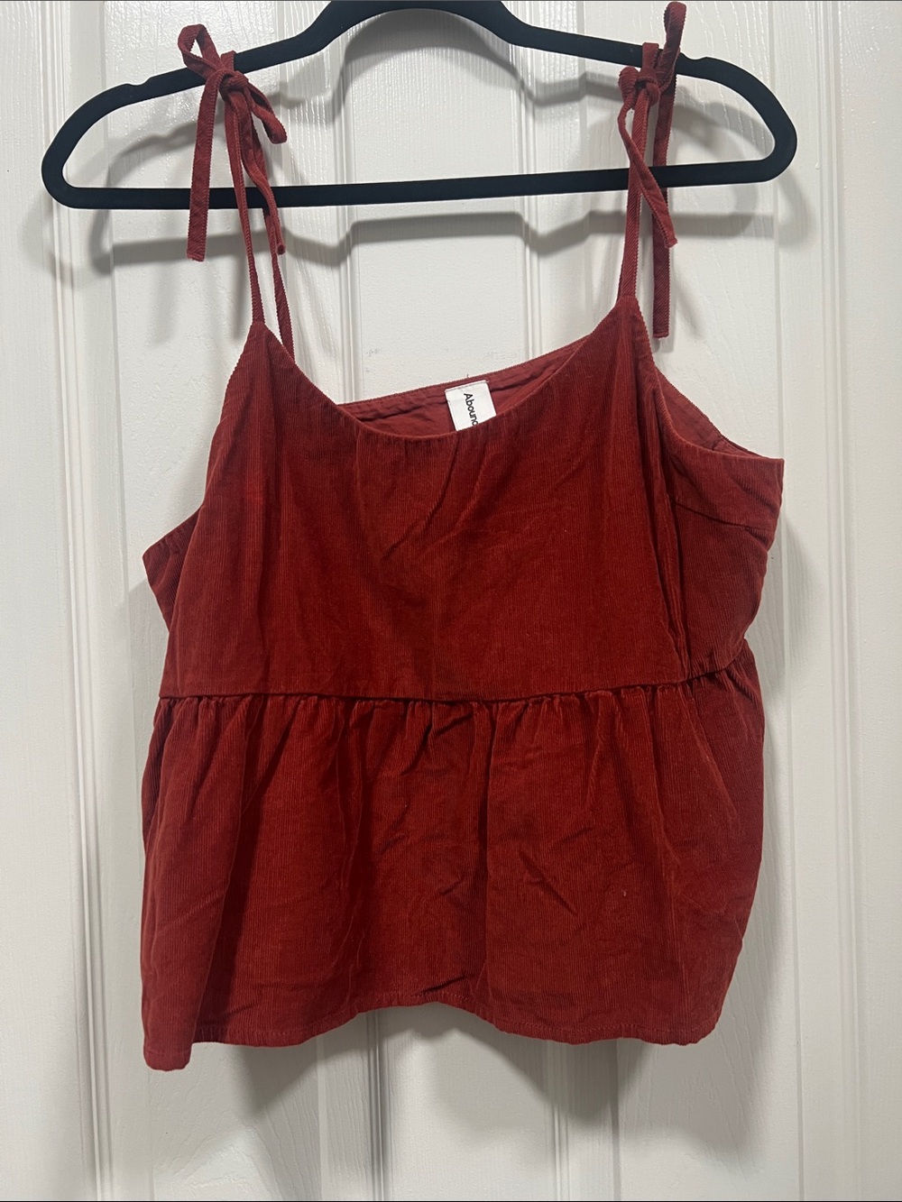 Abound Rust Red Tie-Shoulder Peplum Camisole Top